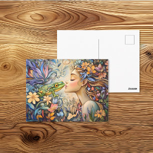 Sprookjesachtige Prinses Kusset Kikker Sprookje Briefkaart