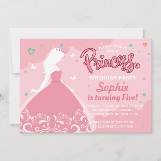 Sprookjesachtige prinses meisje kinderen verjaarda kaart (Voorkant)