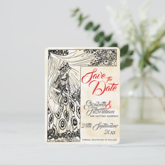 Sprookjesachtige prinsessen bruiloft Save The Date Kaart (Staand voorkant)