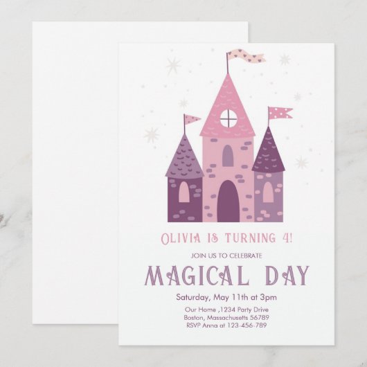 Sprookjesachtige Prinsessenkasteel Meisje Verjaard Kaart (Voorkant / Achterkant)