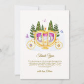 Sprookjesachtige prinsessenkoets babyshower in het bedankkaart (Voorkant)