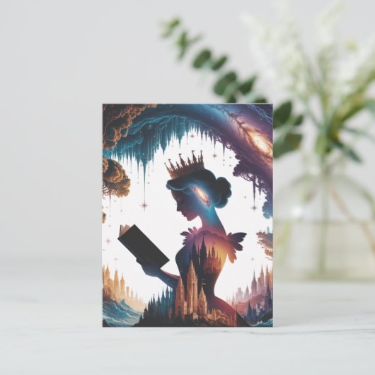 Sprookjesachtige Queen Reading Briefkaart (Staand voorkant)