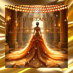 Sprookjesachtige Quinceanera 15e Verjaardag Oranje Kaart