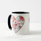 Sprookjesachtige Rode en Roze Patchwork Hart Colla Mok (Voorkant links)
