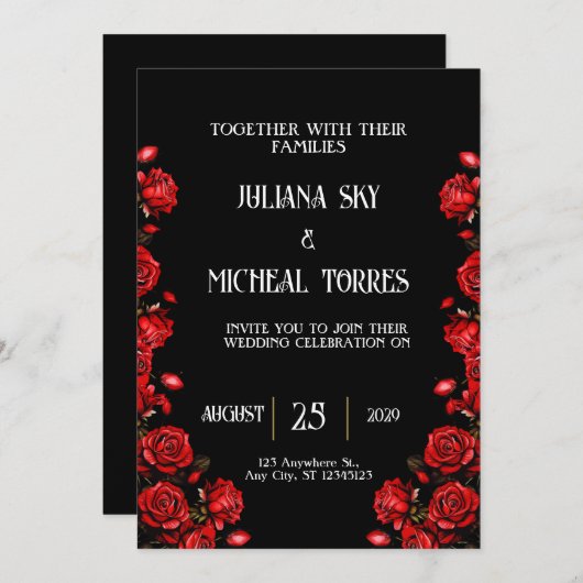 Sprookjesachtige rode rozen bruiloft kaart (Voorkant / Achterkant)