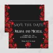 Sprookjesachtige rode rozen bruiloft save the date (Voorkant / Achterkant)