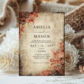 Sprookjesachtige Rode Rozen Huwelijksuitnodiging Kaart