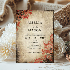 Sprookjesachtige Rode Rozen Huwelijksuitnodiging Kaart