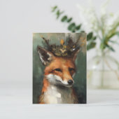 Sprookjesachtige rode vos in een kroon briefkaart (Staand voorkant)