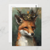 Sprookjesachtige rode vos in een kroon briefkaart (Voorkant / Achterkant)
