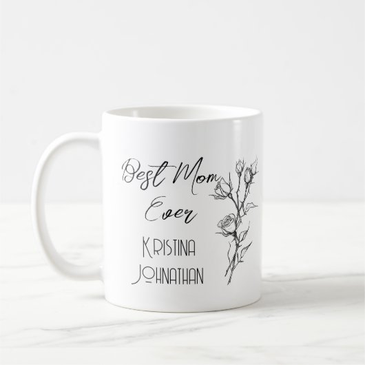 Sprookjesachtige roos zwart-witte moederdag koffiemok (Links)