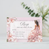 Sprookjesachtige Royal Castle Blush Pink Quinceane RSVP Kaartje (Staand voorkant)