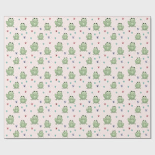 Sprookjesachtige Roze Aquarel Kikker Baby Shower Cadeaupapier