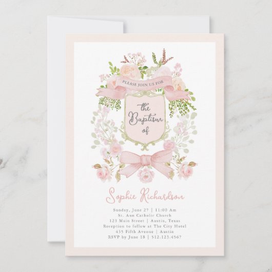 Sprookjesachtige Roze Bloemen en Borst | Fotodoop Kaart (Voorkant)