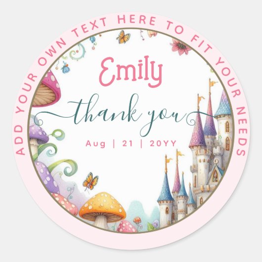 Sprookjesachtige Roze Prinses Fairytale Fairycore Ronde Sticker (Voorkant)