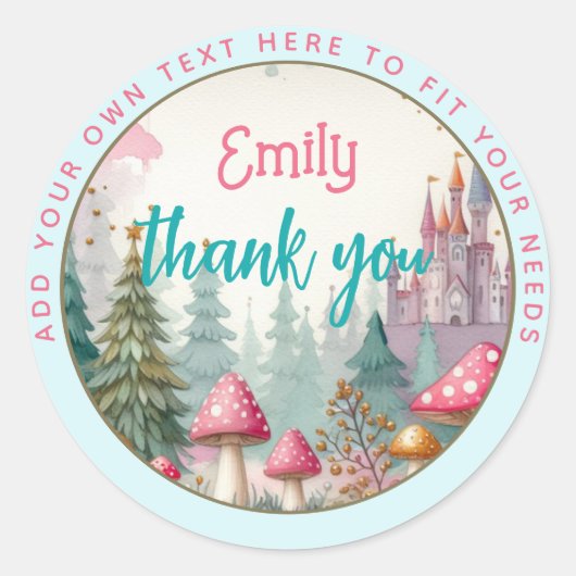 Sprookjesachtige Roze Prinses Fairytale Fairycore Ronde Sticker (Voorkant)