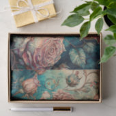 Sprookjesachtige Rozen op Blauwgroen tissuepapier (Geschenk)