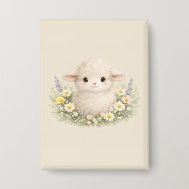 Sprookjesachtige schapen en wilde bloemen voor een button