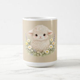 Sprookjesachtige schapen en wilde bloemen voor een koffiemok