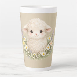 Sprookjesachtige schapen en wilde bloemen voor een latte mok