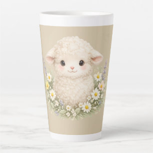 Sprookjesachtige schapen en wilde bloemen voor een latte mok