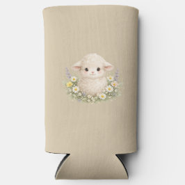 Sprookjesachtige schapen en wilde bloemen voor een seltzer blikjeskoeler