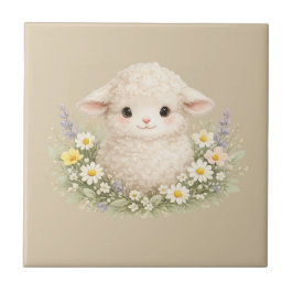 Sprookjesachtige schapen en wilde bloemen voor een tegeltje