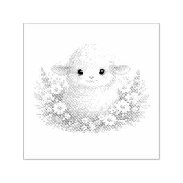 Sprookjesachtige schapen en wilde bloemen voor een  zelfinktende stempel