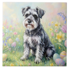 Sprookjesachtige Schnauzer met Pasen Eieren Tegeltje