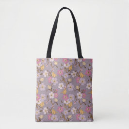 Sprookjesachtige Slapende Bloemen en Vogels - Lave Tote Bag