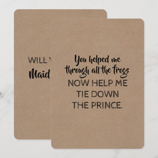 Sprookjesachtige Stijl Grappig Wil je mijn bruidsm Kaart (Voorkant / Achterkant)