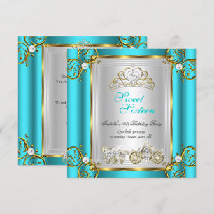 Sprookjesachtige Sweet 16 16e Verjaardag Turquoise Kaart