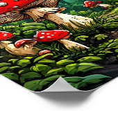 Sprookjesachtige Tekenfilm Paddenstoelen Betoverd Poster (Hoek)