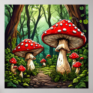 Sprookjesachtige Tekenfilm Paddenstoelen Betoverd Poster