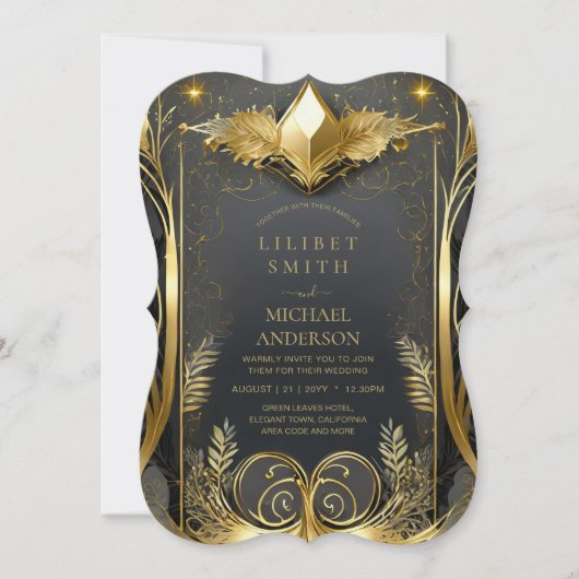 Sprookjesachtige Trouw Uitnodigingen Sprookje Zwar (Voorkant)