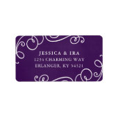 Sprookjesachtige trouwadreslabel in Royal Paarse Etiket (Voorkant)