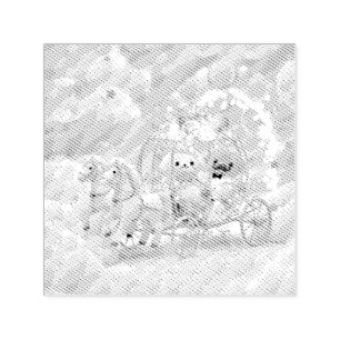 Sprookjesachtige Trouwkoets voor Schattige Puppies Zelfinktende Stempel