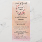 Sprookjesachtige Tuin Perzik Blush Bloemen Wedding Menu (Achterkant)