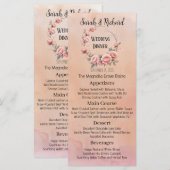 Sprookjesachtige Tuin Perzik Blush Bloemen Wedding Menu (Voorkant / Achterkant)
