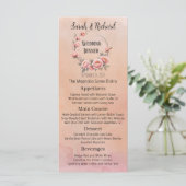 Sprookjesachtige Tuin Perzik Blush Bloemen Wedding Menu (Staand voorkant)