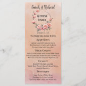 Sprookjesachtige Tuin Perzik Blush Bloemen Wedding Menu (Voorkant)