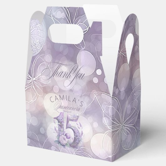 Sprookjesachtige Tuin Quinceanera Lavendel/Lila ID Bedankdoosjes (Geopend)