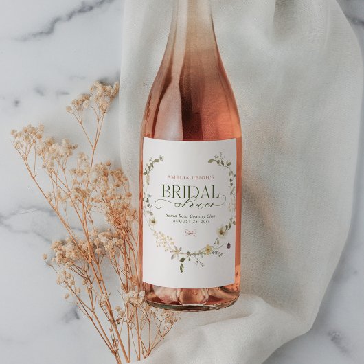 Sprookjesachtige Tuin & Strikken Bruidsmeisjesfees Wijn Etiket