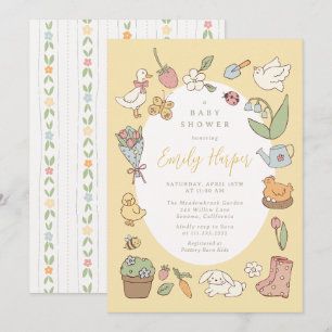 Sprookjesachtige Tuin Vintage Baby Shower Uitnodig Kaart