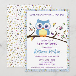 Sprookjesachtige Uil Baby Jongen Shower Hemellicha Kaart