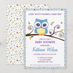 Sprookjesachtige Uil Baby Jongen Shower Hemellicha Kaart