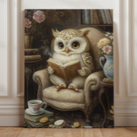 Sprookjesachtige Uil Lezende Boekliefhebber Kunst