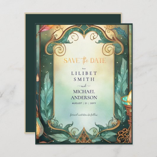 Sprookjesachtige uitnodiging voor betoverd bos the (Voorkant / Achterkant)