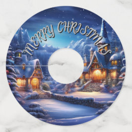 Sprookjesachtige vakantiescene wijnglaslabel