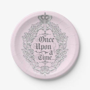 Sprookjesachtige Vintage Eens Upon Prinsessen Kroo Papieren Bordje